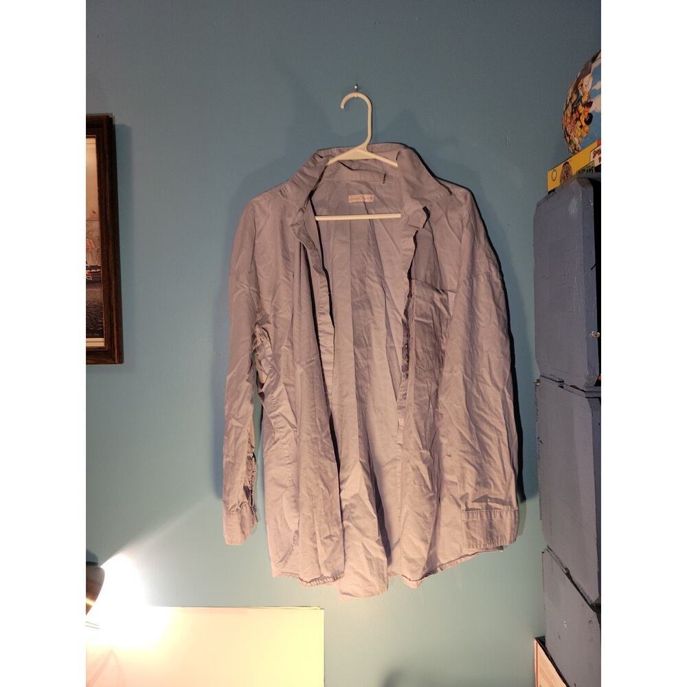 Simply Blessed Womens Powder Blue Button Up Collared Shirt Size M